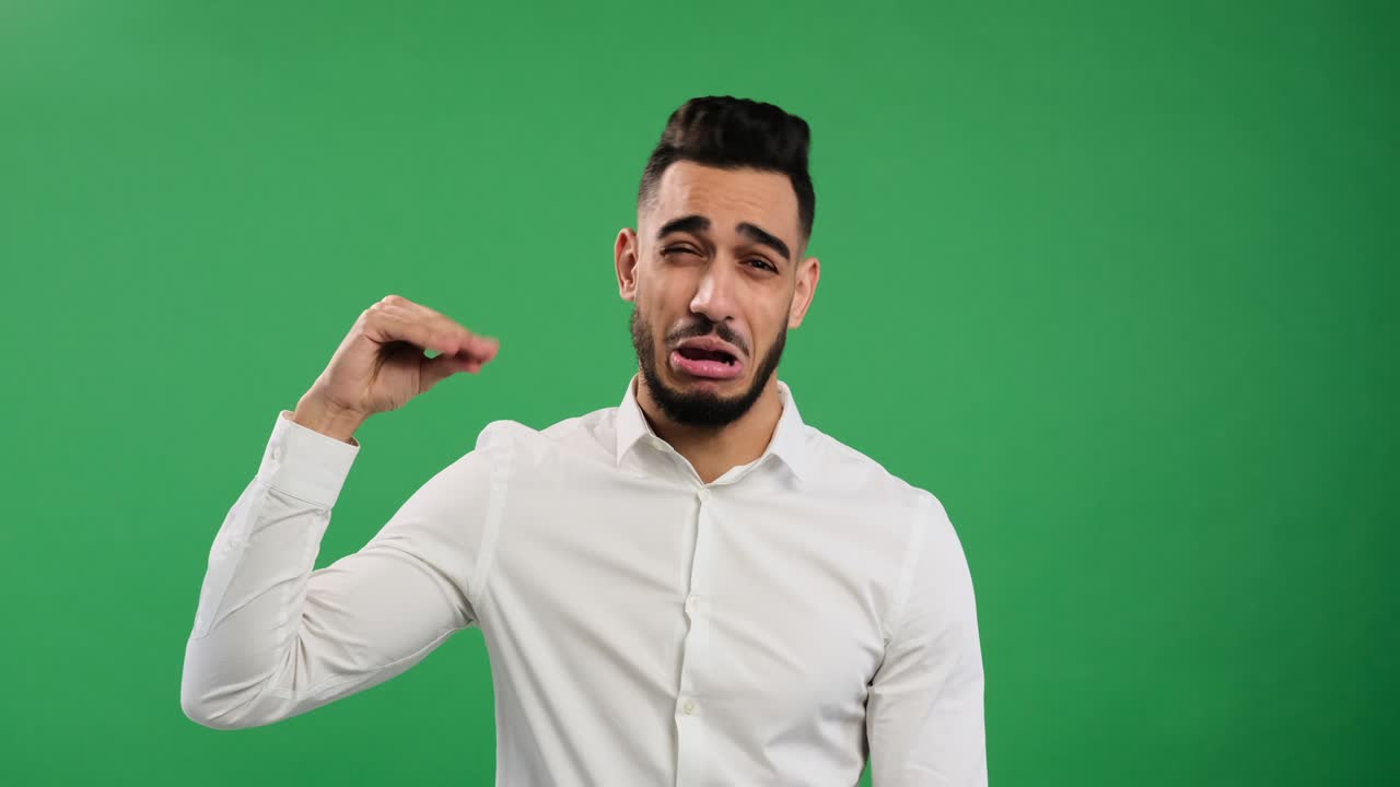 Bored woman making blah blah gesture with hand