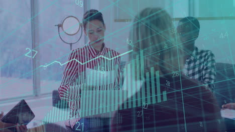 animación de las estadísticas y el procesamiento de datos sobre diversos empresarios en la oficina
