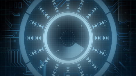 animación del escaneo del alcance y el procesamiento de datos a través de un procesador de computadora