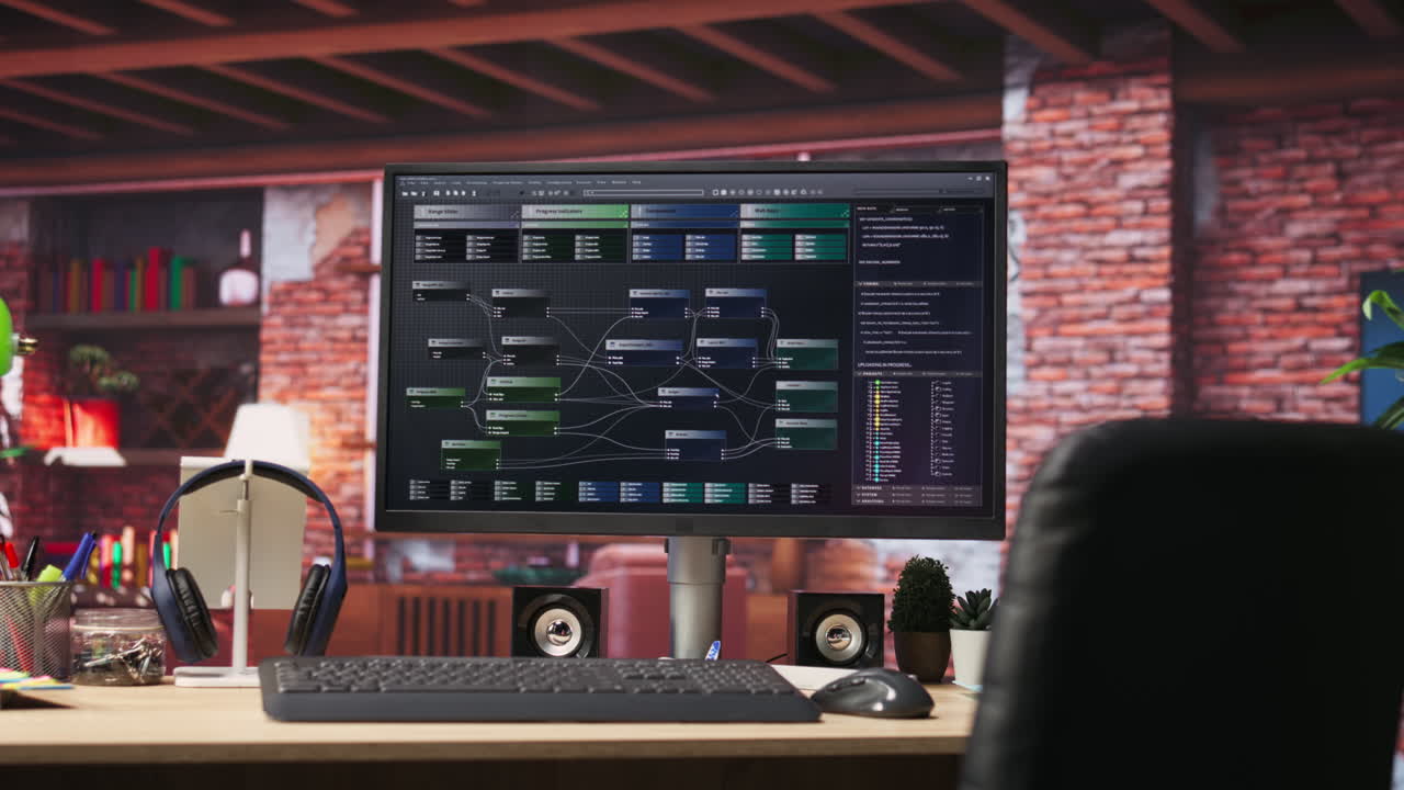 소프트웨어 프로그램을 개발하는 데 사용되는 pc 디스플레이의 프로그래밍 코드