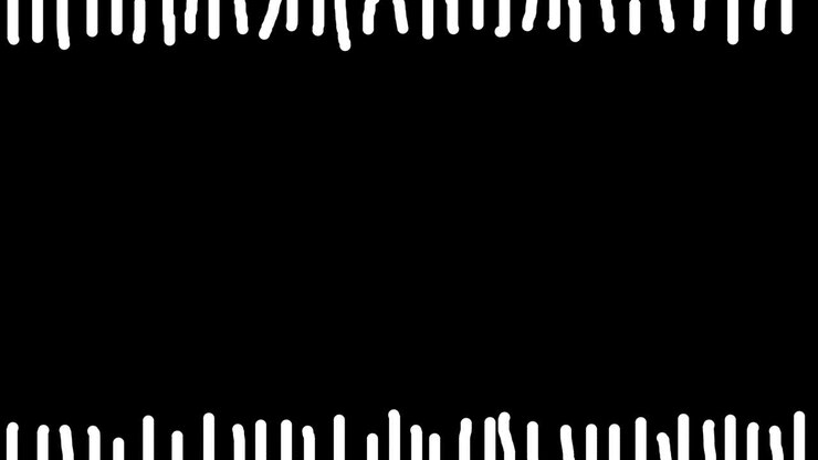 Black background with white short strokes on top and bottom.