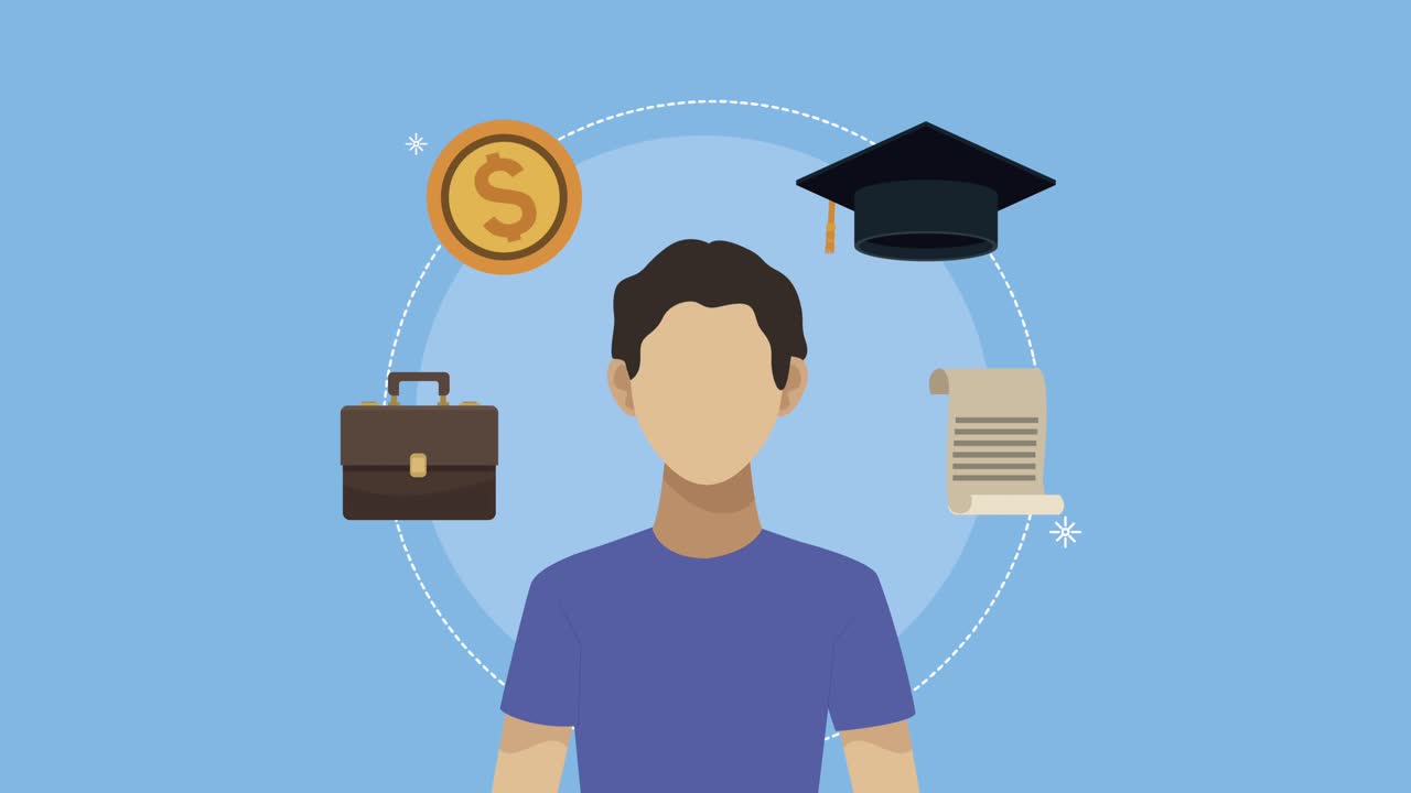 man with insurance service icons