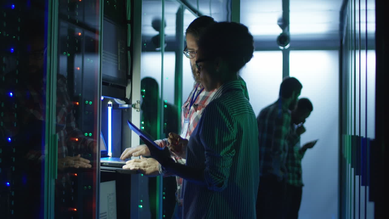 IT Professionals Working in a Server Room