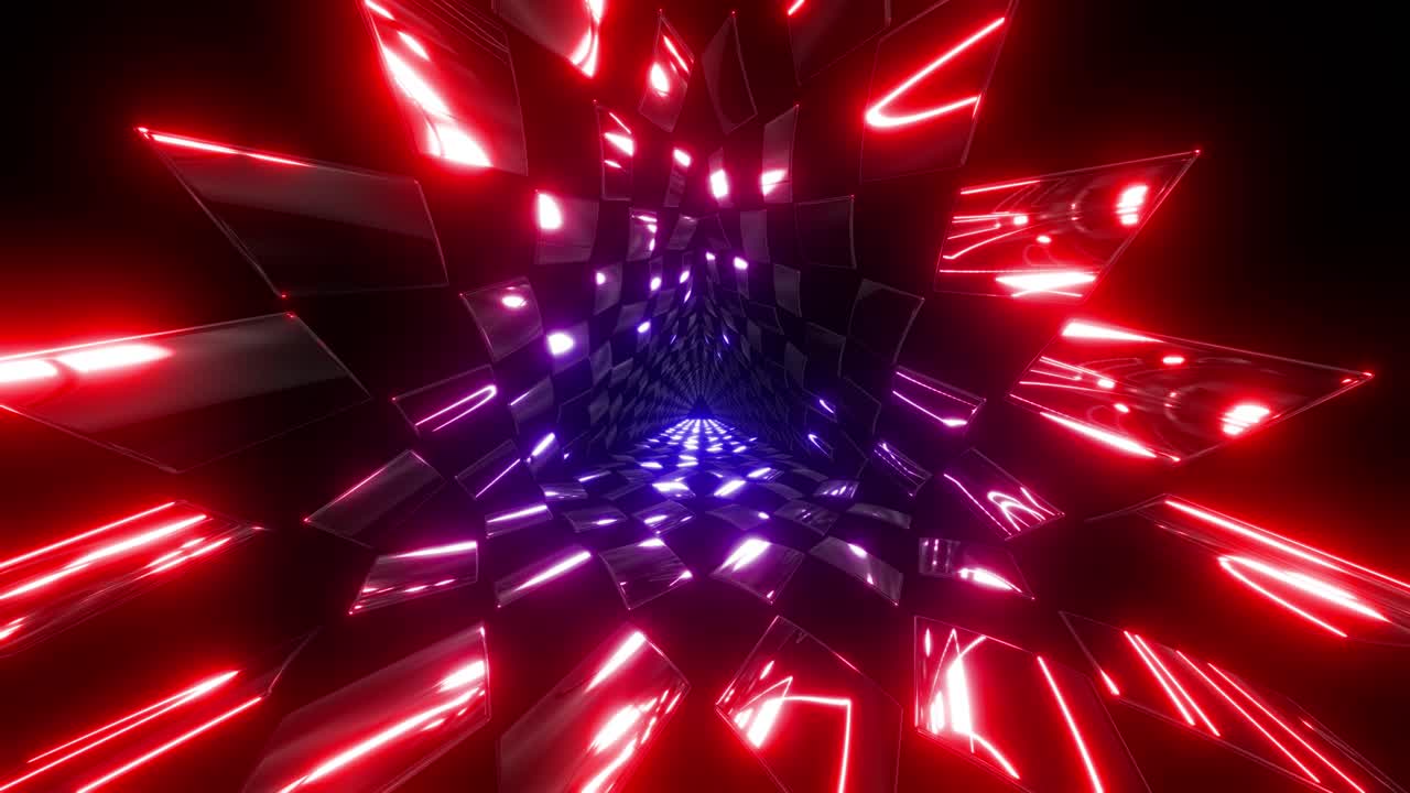 tunnel a triangolo al neon