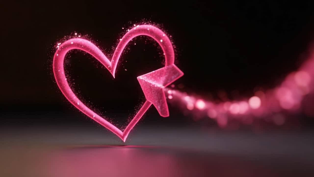 Un cuore scintillante con freccia magica: un'incantevole dimostrazione di amore e affetto rappresentata da glitter radiosi e colori vivaci