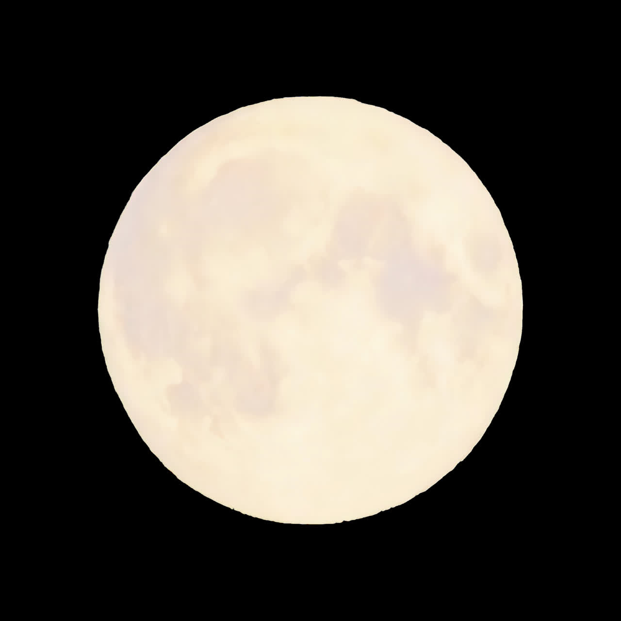 Serene full moon illustration animation isolated asset, transparent 4K video, alpha channel, ProRes