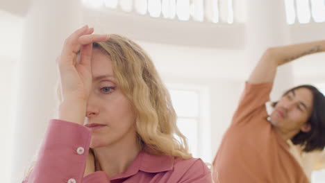 close up view of woman dancer training in the studio