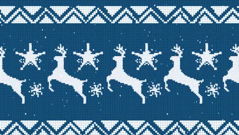 animation of reindeer pattern on blue background