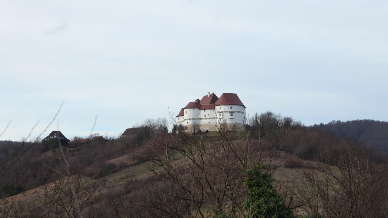 View of Veliki Tabor Castle and its glades in Croatian Zagorje in the autumn season