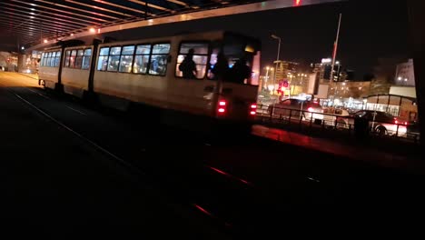 tram stopping at the station