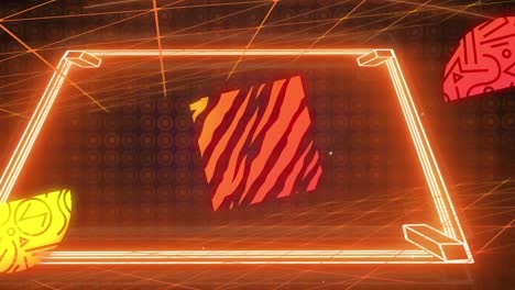 animación de anillo de boxeo de neón naranja y formas abstractas