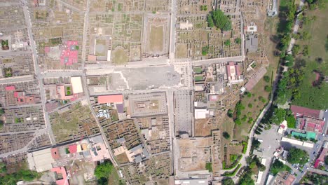 4K-Aerial-of-the-ancient-ruins-of-Pompeii,-Italy