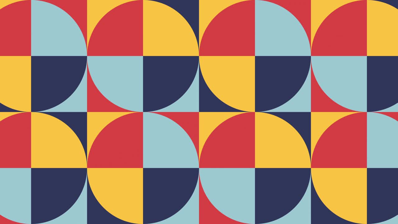 Retro geometric pattern with animated tiles in warm color palette. Simple motion graphic seamless looped animation in vintage flat style