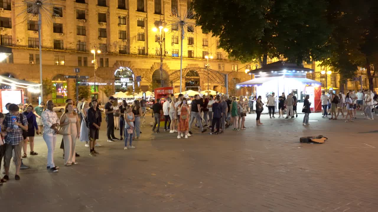 Busy Nightlife Scene in a European City