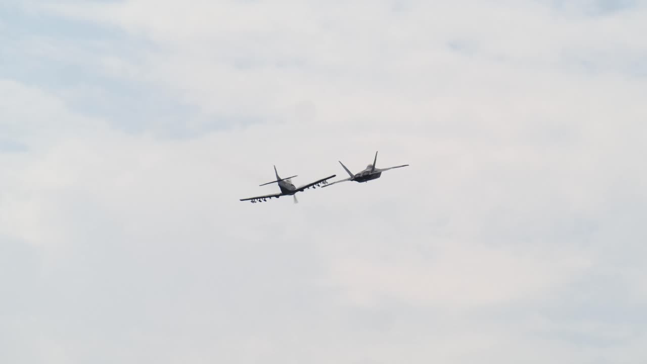 Two-Ship Formation Flight - USAF Heritage Demo Team Rear View SLOMO