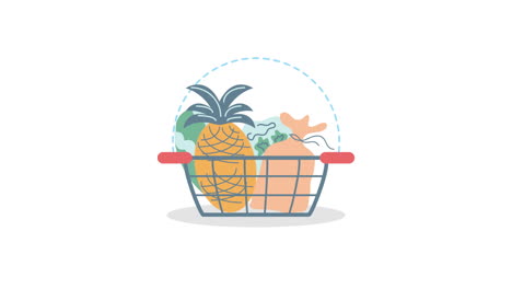 groceries market in shopping basket