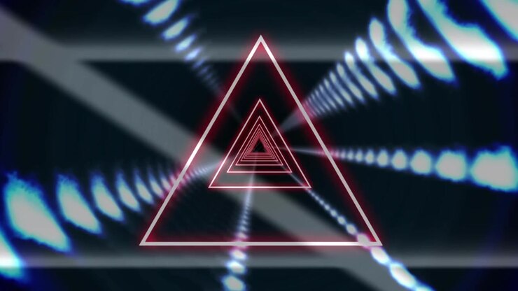 Animation of neon triangles and network of glowing connections