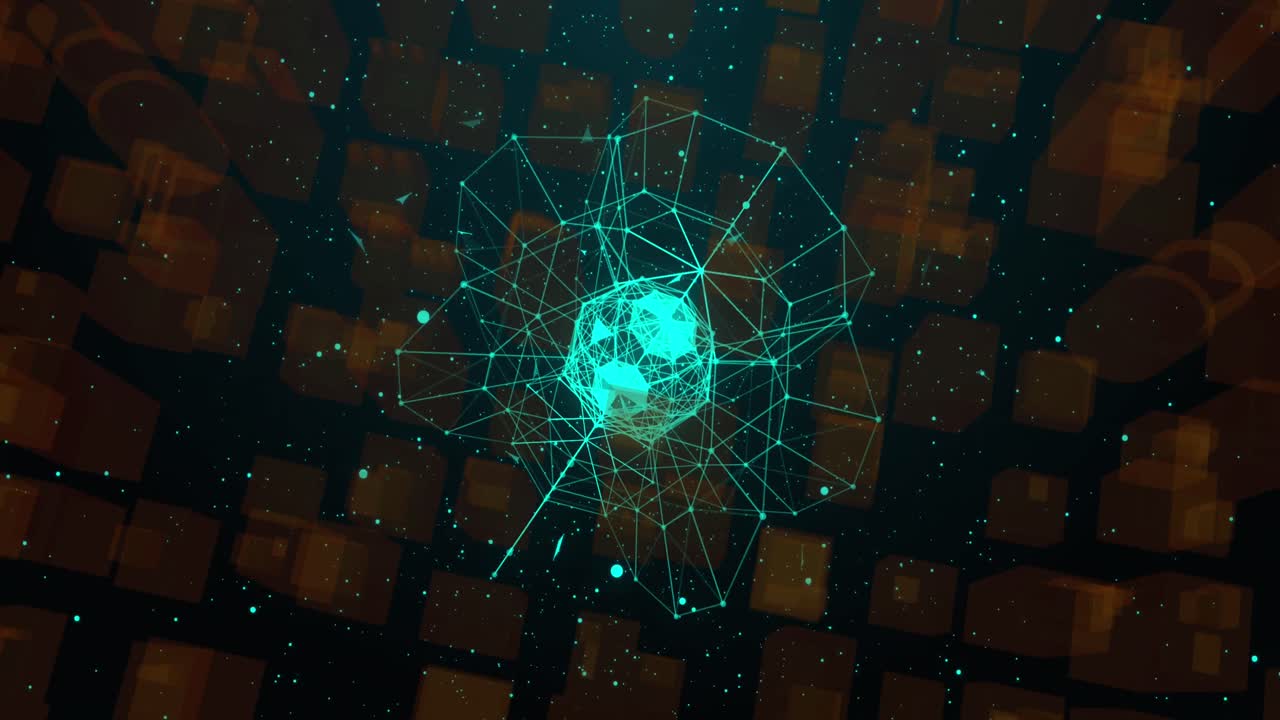 Globe of network of connections against cityscape