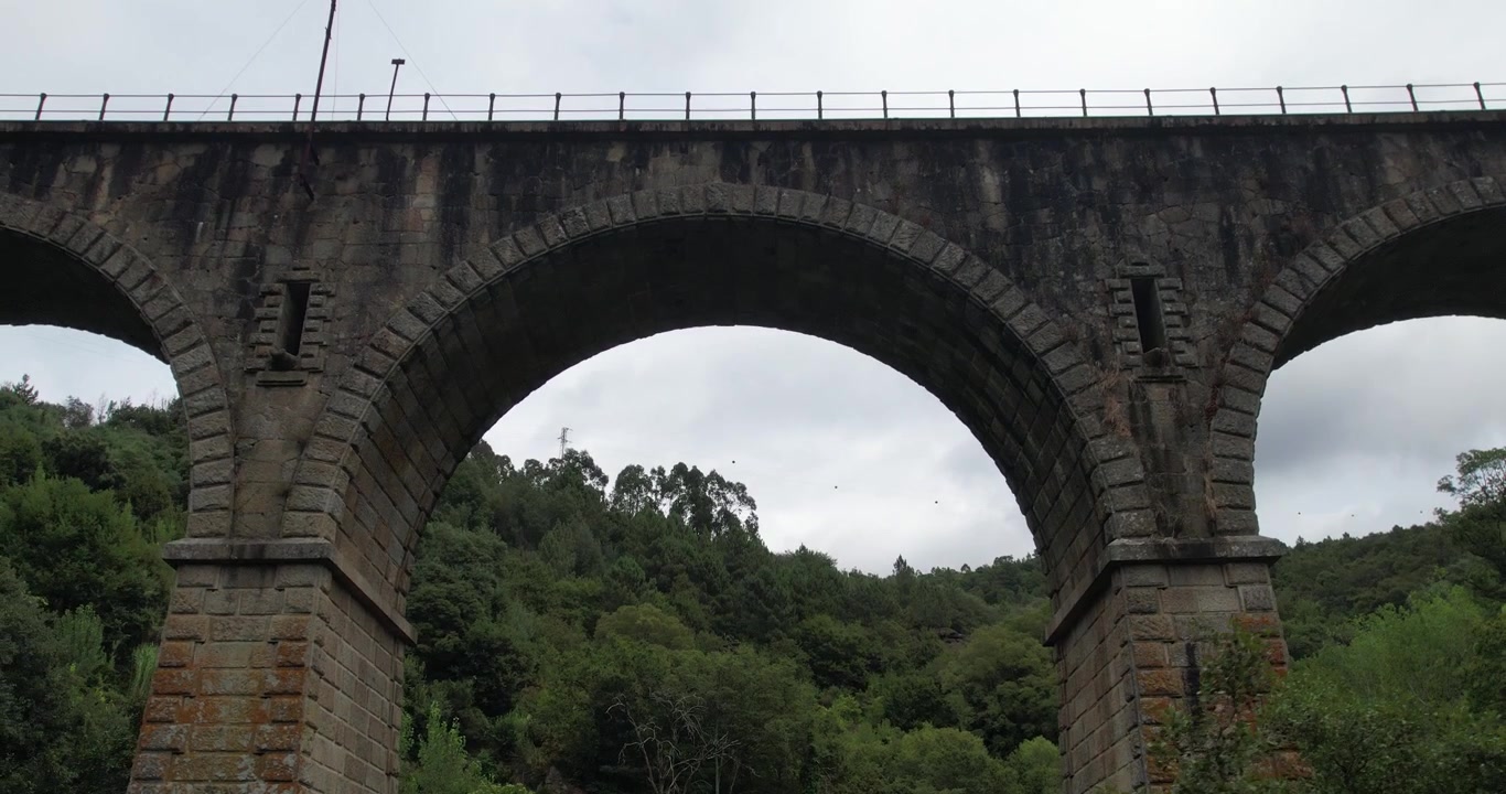 Vecchio ponte di pietra nella foresta.