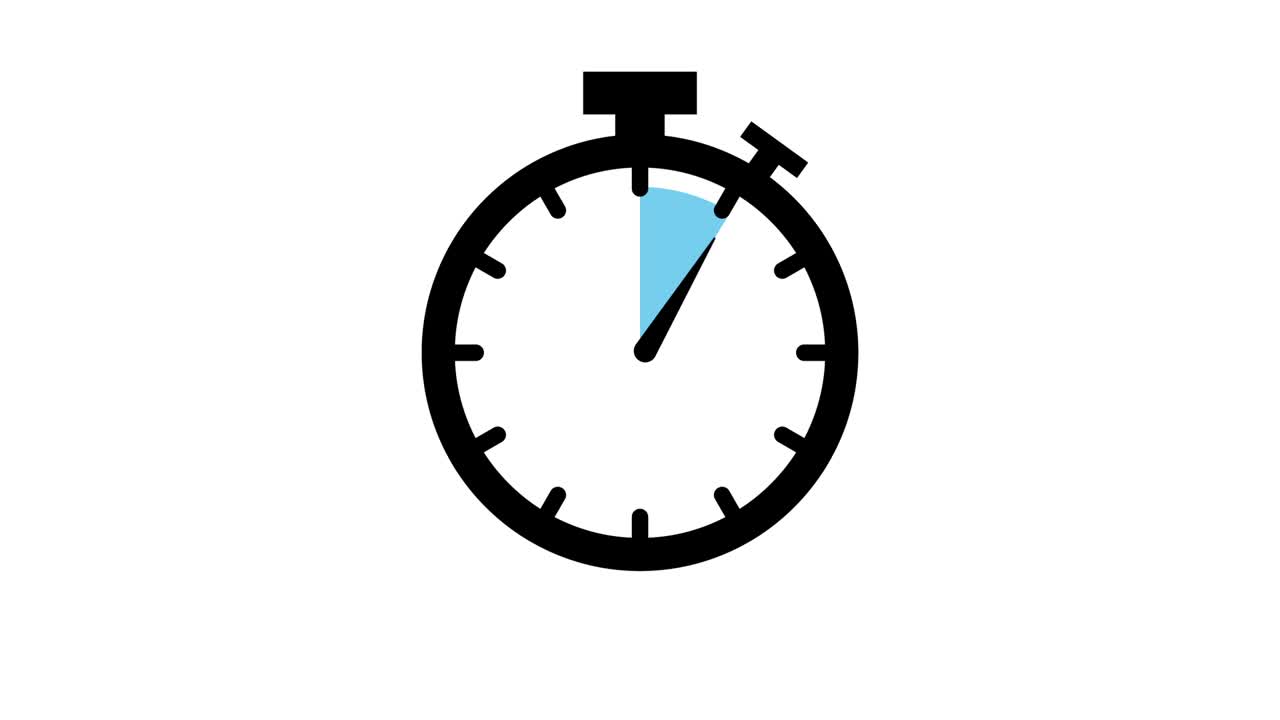 The 10 minutes, stopwatch icon. Stopwatch icon in flat style, timer on on color background. Motion graphics.