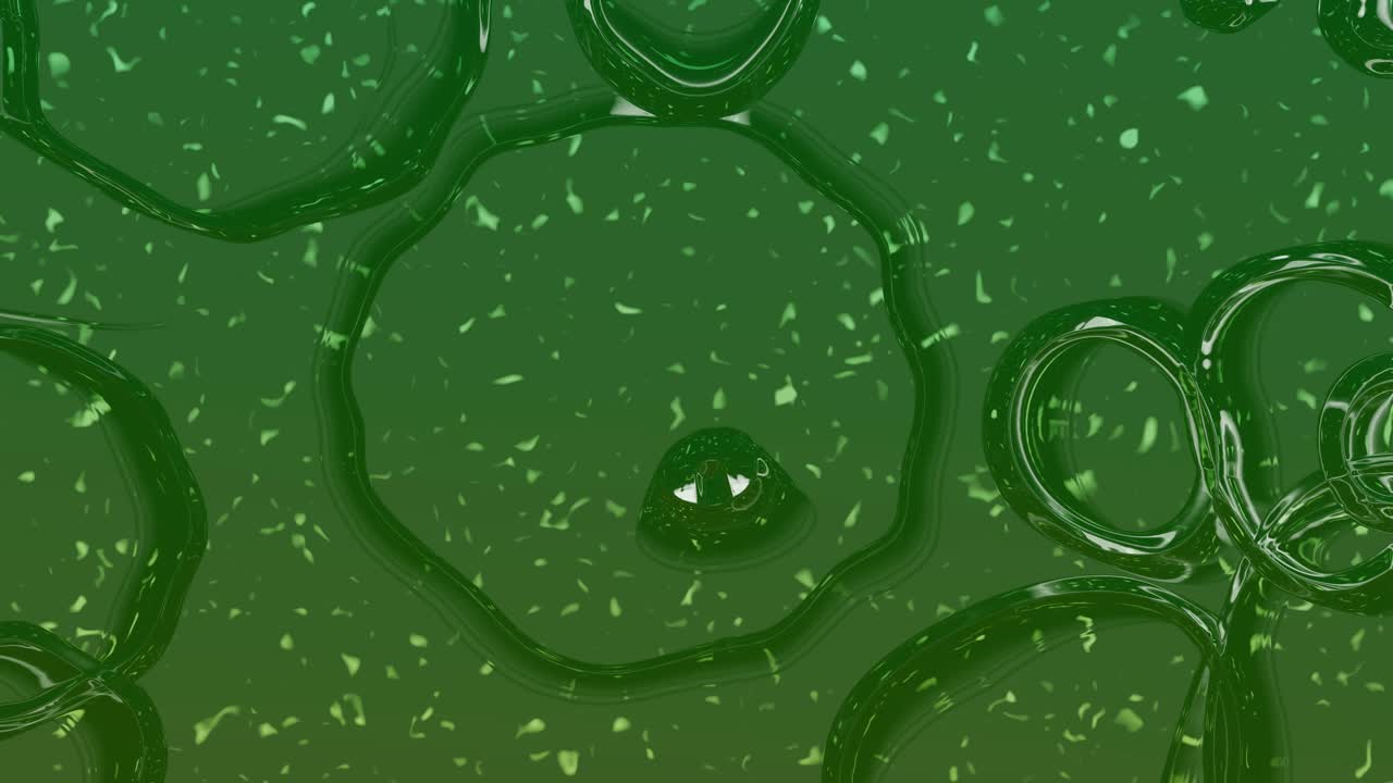Abstract Green Liquid Shapes Morphing on Speckled Background