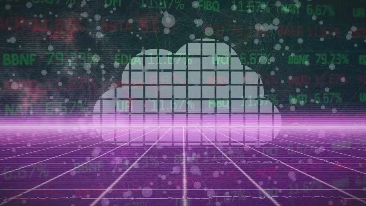 연결 네트워크와 그리드 상의 데이터 처리로 클라우드의 애니메이션