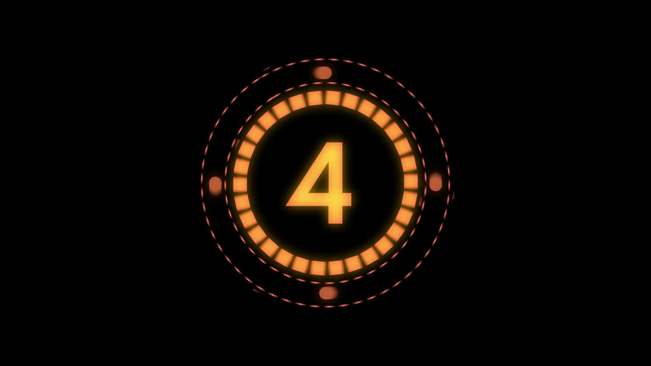 Ten to one digital futuristic countdown timer with colorful orange rotating circle graphic on easy-to-use transparent background