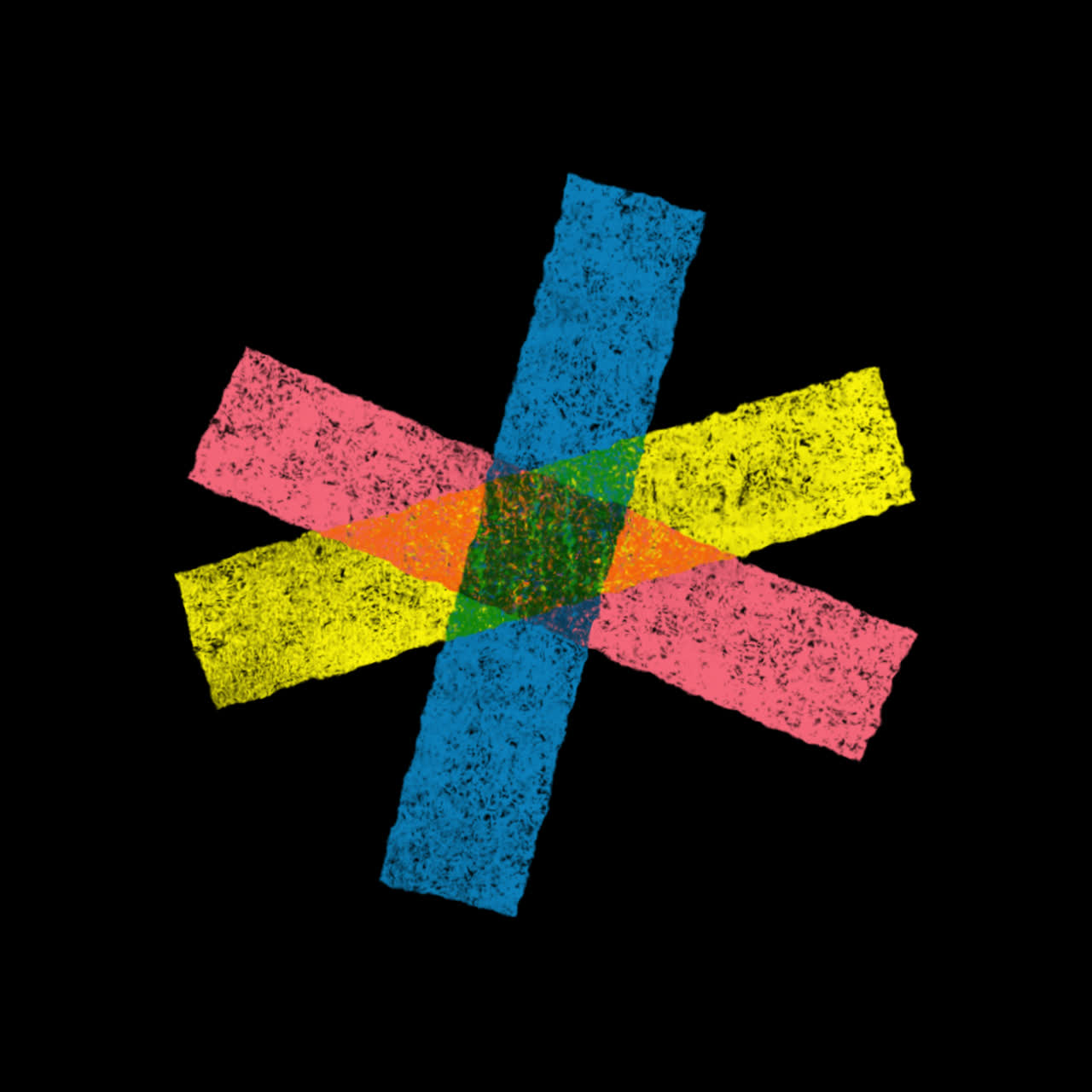 Abstract Colorful Textured Shapes Rotating on Black Background