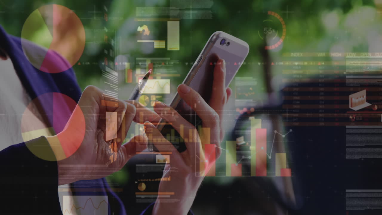 animación de estadísticas y procesamiento de datos sobre el hombre utilizando un teléfono inteligente