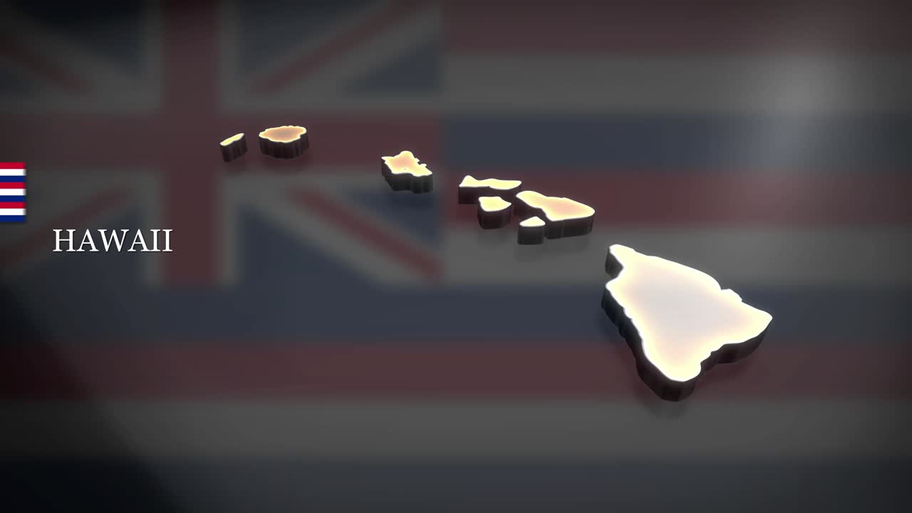 하와이의 3d 애니메이션 지도