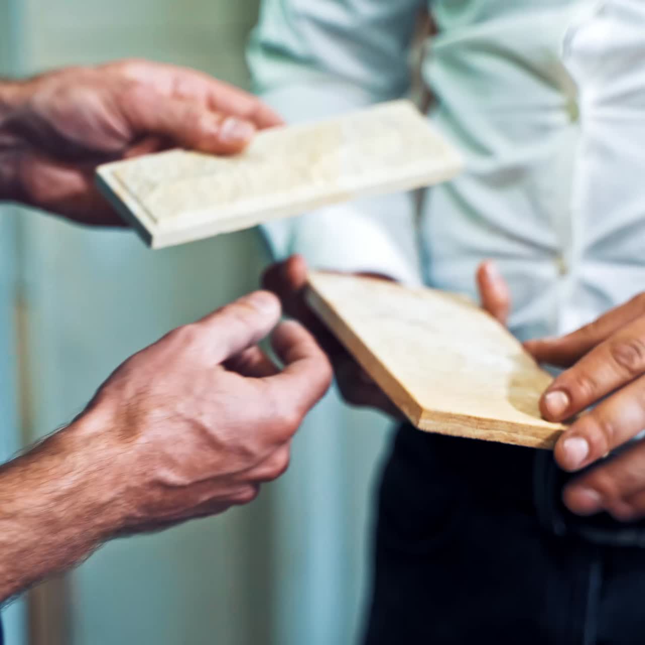 Customer checking marble stone