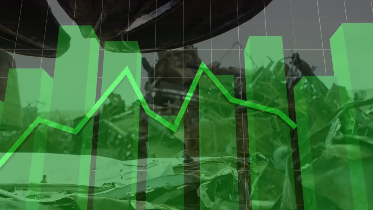 animación del procesamiento de datos financieros en el depósito de chatarra