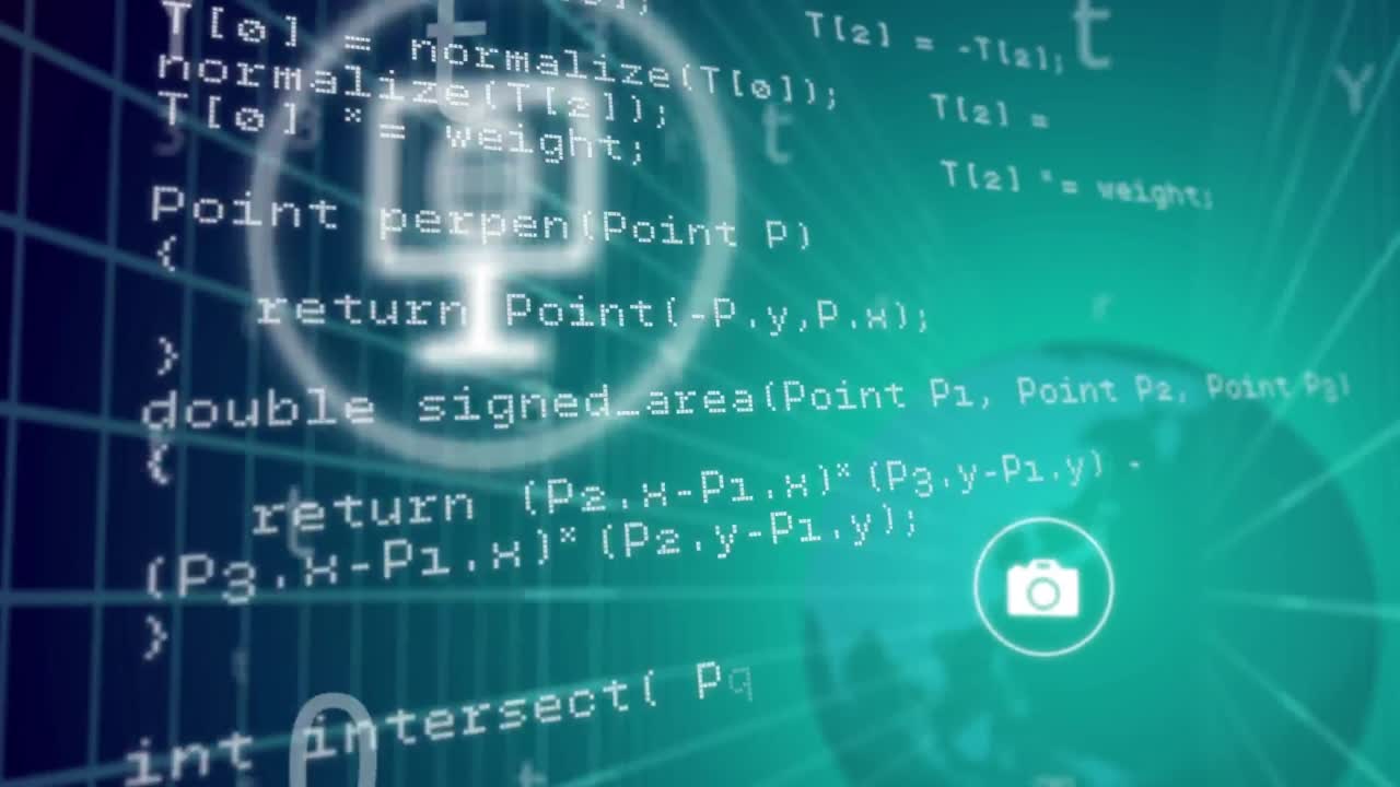 animación del globo con iconos y procesamiento de datos