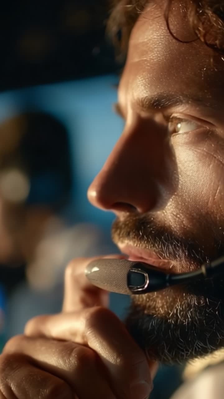 Intense Focus of a Pilot in the Cockpit: Capturing the Diligence and Precision Required in Aviation, Showcasing Expertise and Determination to Ensure Safe Flights
