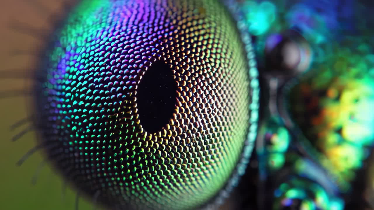 primer plano de un ojo compuesto de insecto