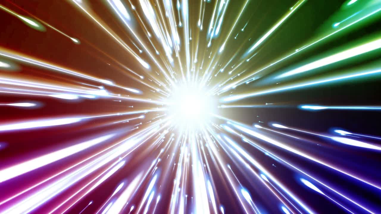 다이내한 빛의 터널: 밝은 선은 우리로부터 빠르게 멀어집니다.