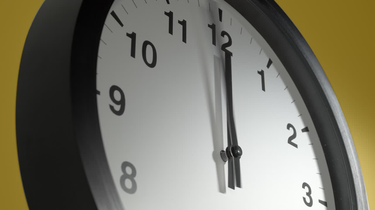 Clock Face on Yellow Wall in Time Lapse