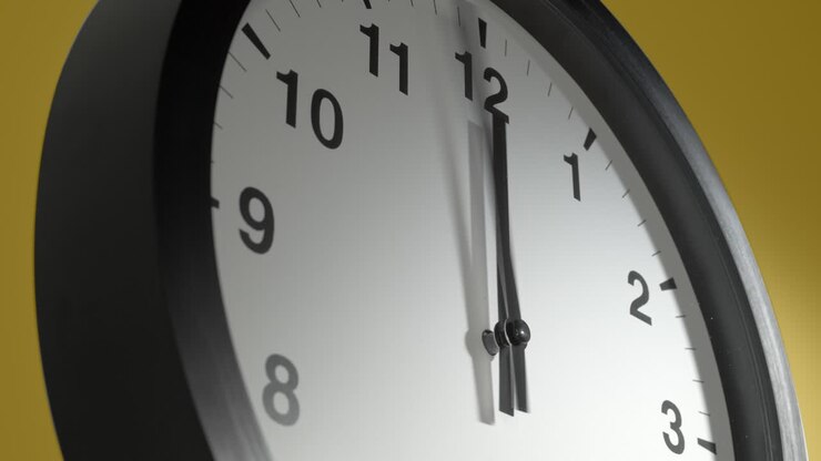 Clock Face on Yellow Wall in Time Lapse