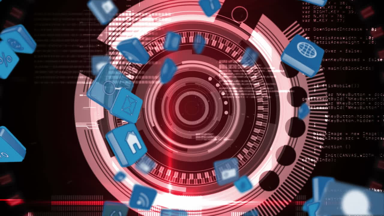 정사각형과 프로그램 코드에 있는 온라인 및 응용 프로그램 아이콘