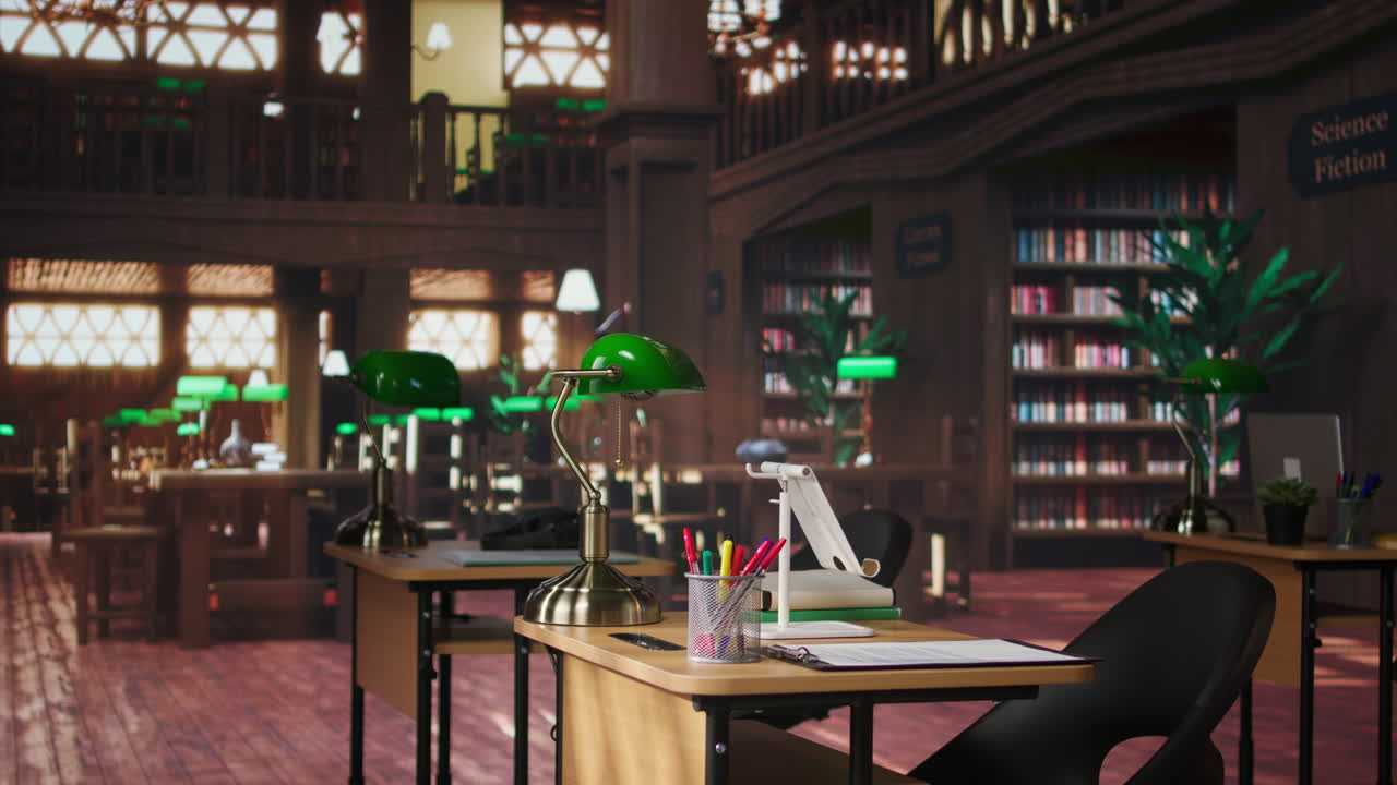 아한 빈티지 도서관 공부 공간