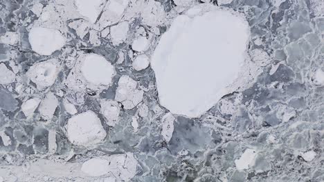 formaciones de hielo en una superficie de agua congelada, vista de arriba hacia abajo