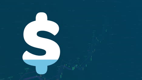 animation of dollar sign over financial data processing