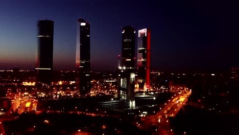 illuminated cuatro torres business area at night