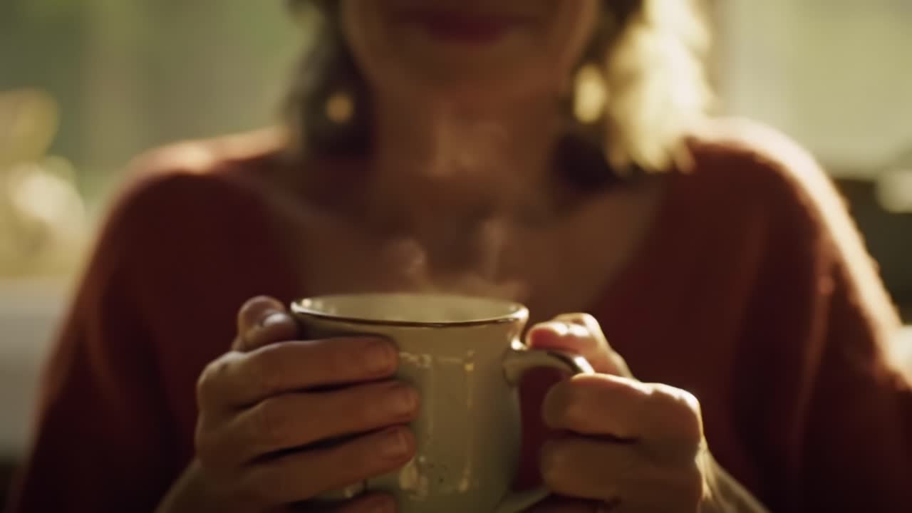A Tranquil Moment: A Person Enjoying a Warm Drink While Surrounded by Natural Light, Embracing Serenity and Comfort in Their Cozy Space