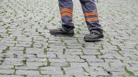 street cleaning in cobblestone street