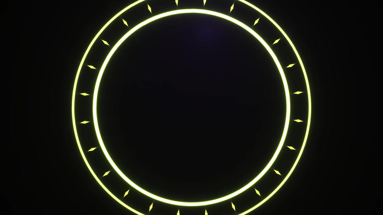 Abstract Neon Light Ring Pulsing in Dark Space