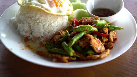 Stir-Fried-Pork-in-Red-Curry-Paste-with-Rice-and-Fried-Egg