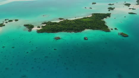 aerial view of remote islands in the south pacific ocean