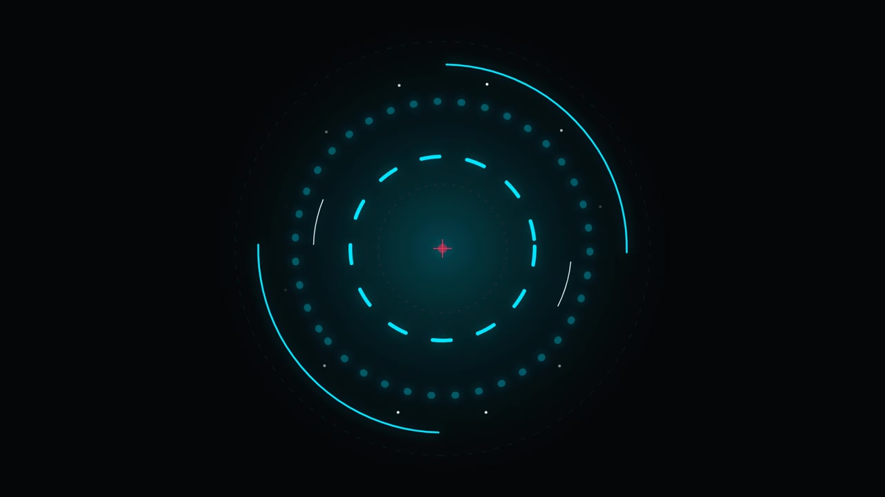 Abstract Digital HUD Interface With Rotating Circular Elements