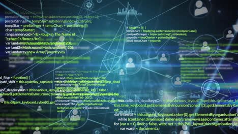 animazione della rete di connessioni sull'elaborazione dei dati su sfondo nero